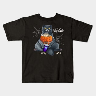 Cinemaholic Halloween cat with popcorn Kids T-Shirt